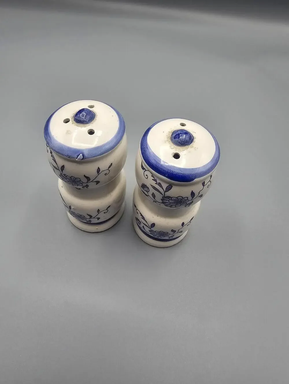 Ceramic Blue and White Floral Salt and Pepper Shakers